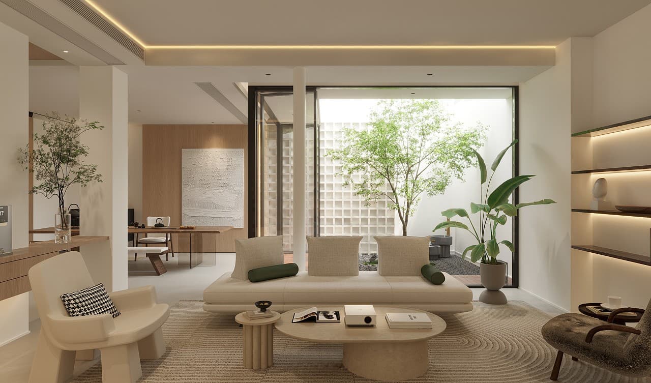 Modern Interior Design Work Process Background